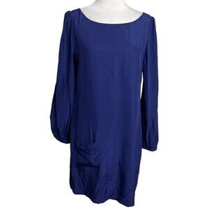 NWT Annie Griffin Meg bell sleeve silk dress navy sz 10